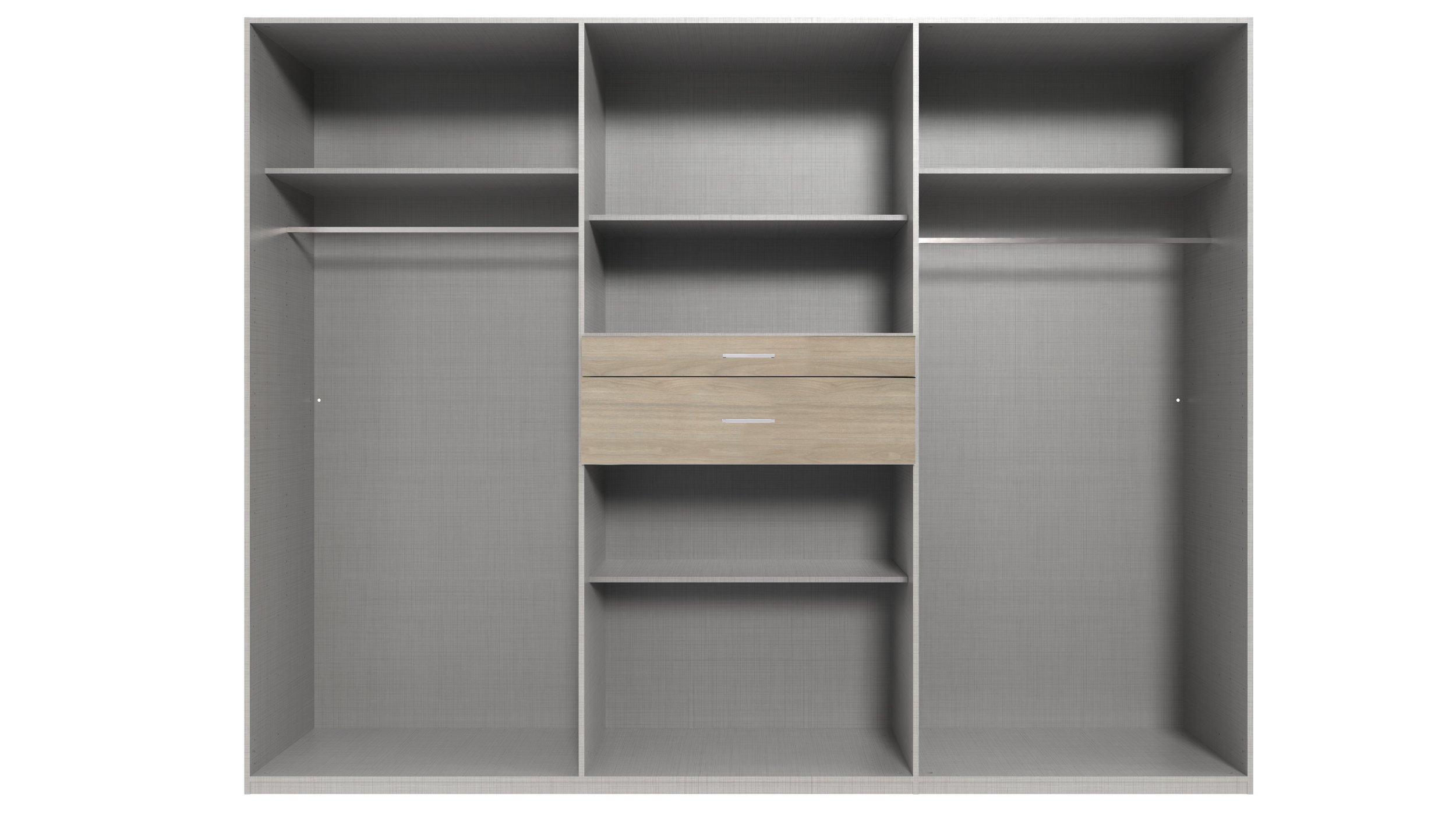 Kleiderschrank Spiegel 270 cm Hickory Oak - grau - XANTEN