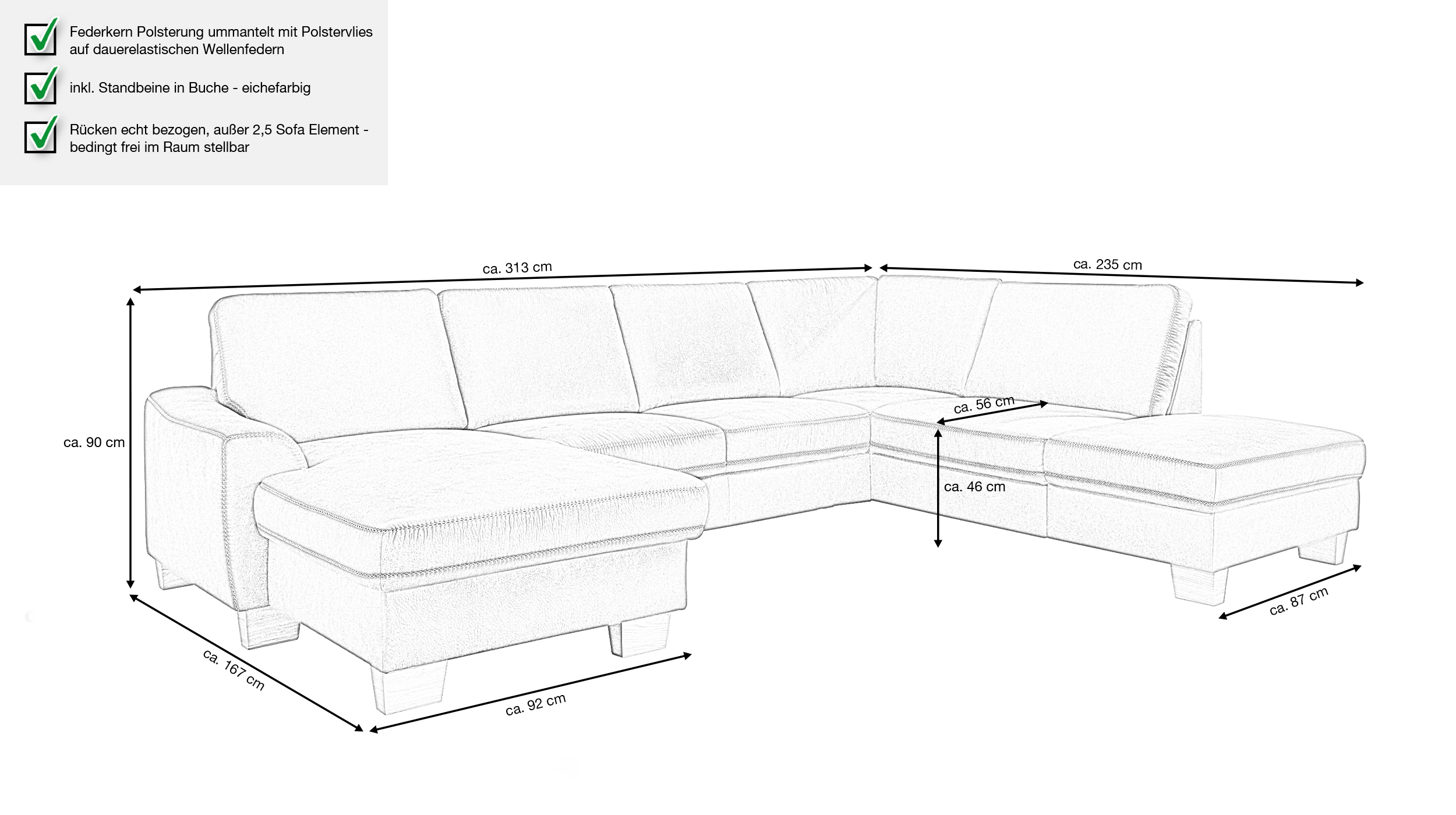 Couchliebe® Wohnlandschaft planbar - anthrazit - Basis Version - STICK