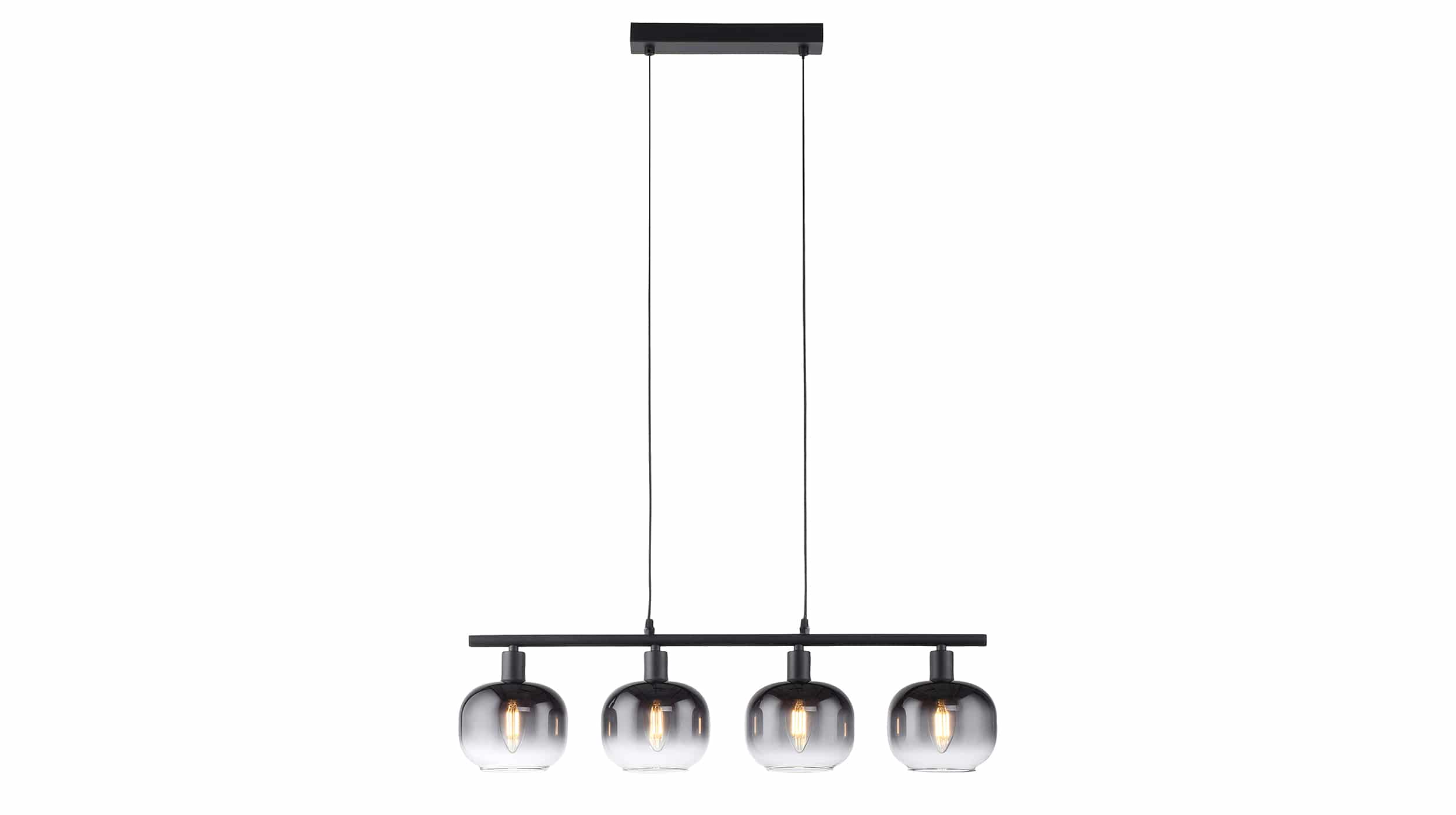 Hängelampe schwarz 68 cm Glasschirm 4-Flammig - ZEA Hängelampe schwarz 68 cm Glasschirm 4-Flammig - ZEA