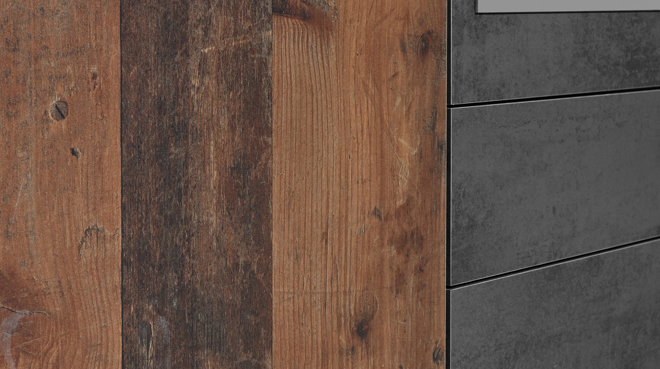 Kleiderschrank mit Spiegel - Old Style - grau - 160 cm - CHICAGO
