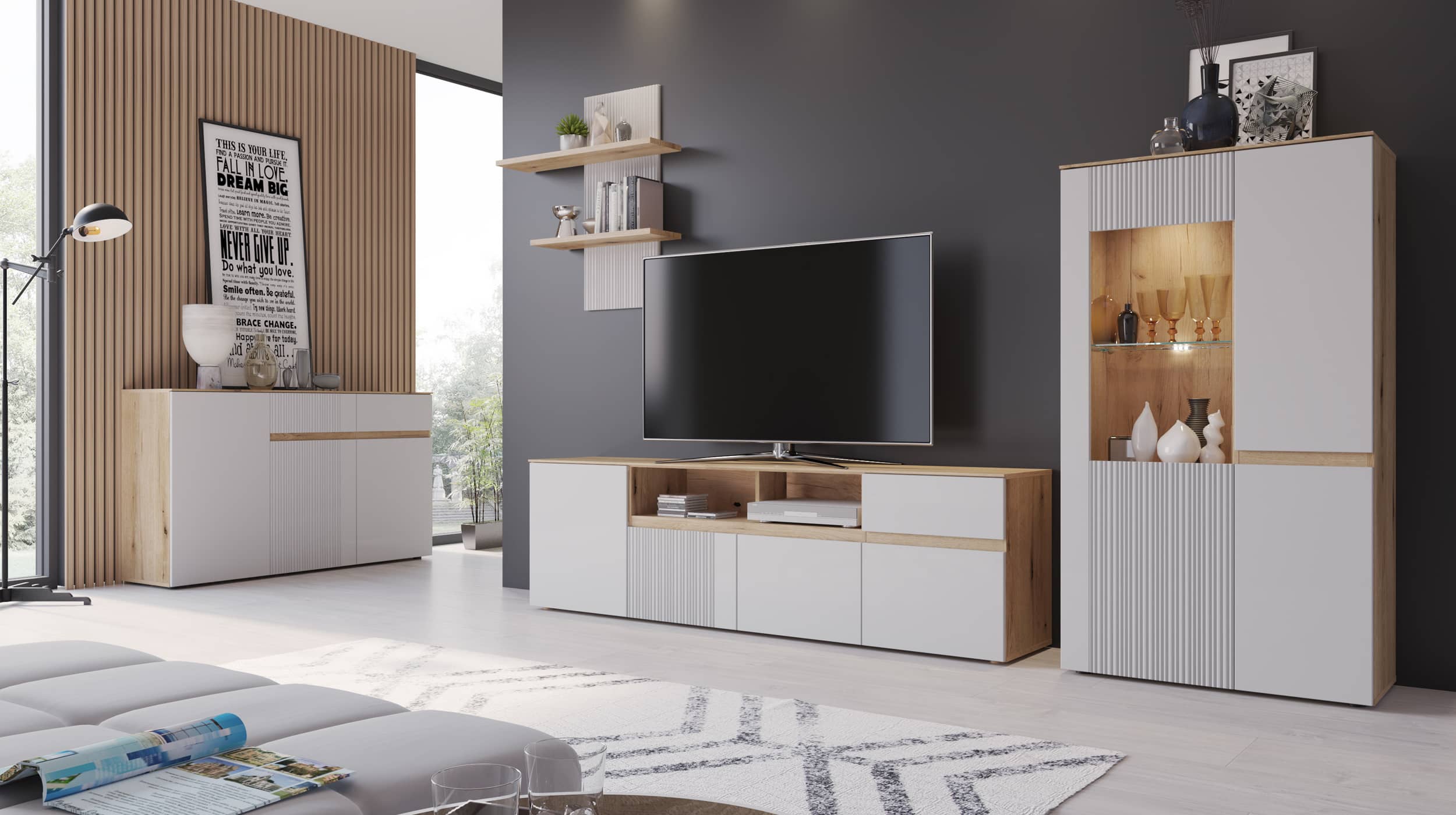Sideboard grau - Coast Evoke Eiche 150 cm - MANILLA