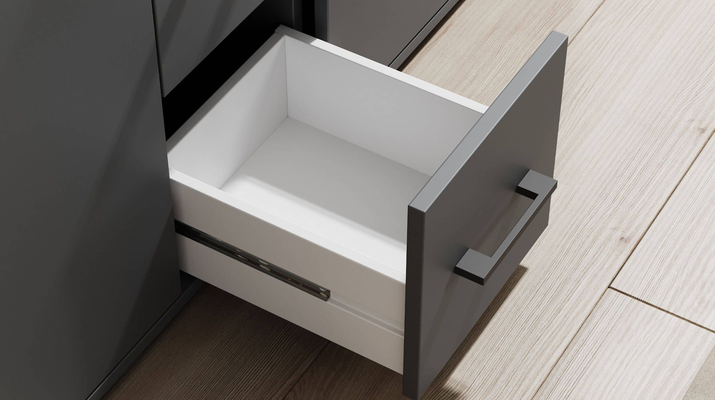 Highboard 4 Türen 3 Schubladen Anthrazit 139 cm - DRIFT