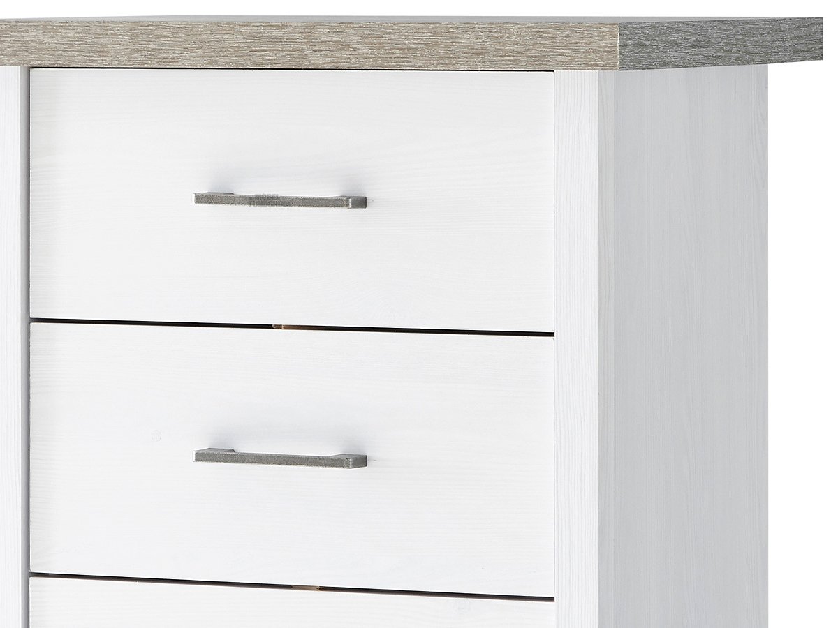 Kommode mit 4 Schubladen Pinie weiß - Trüffel 60 cm - LUCA