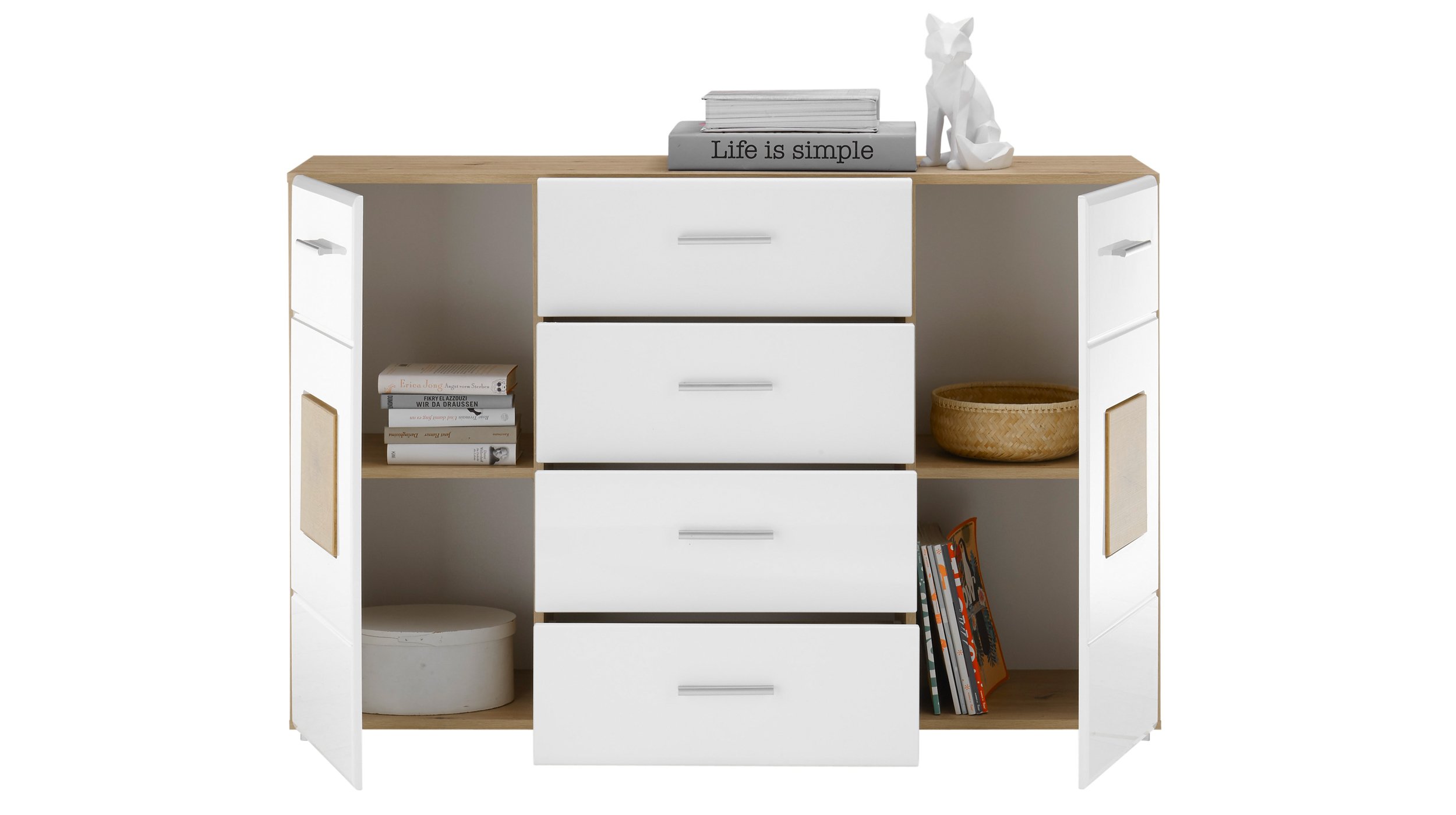 Sideboard weiß hochglanz 140 cm - 2-türig - GEORGIA