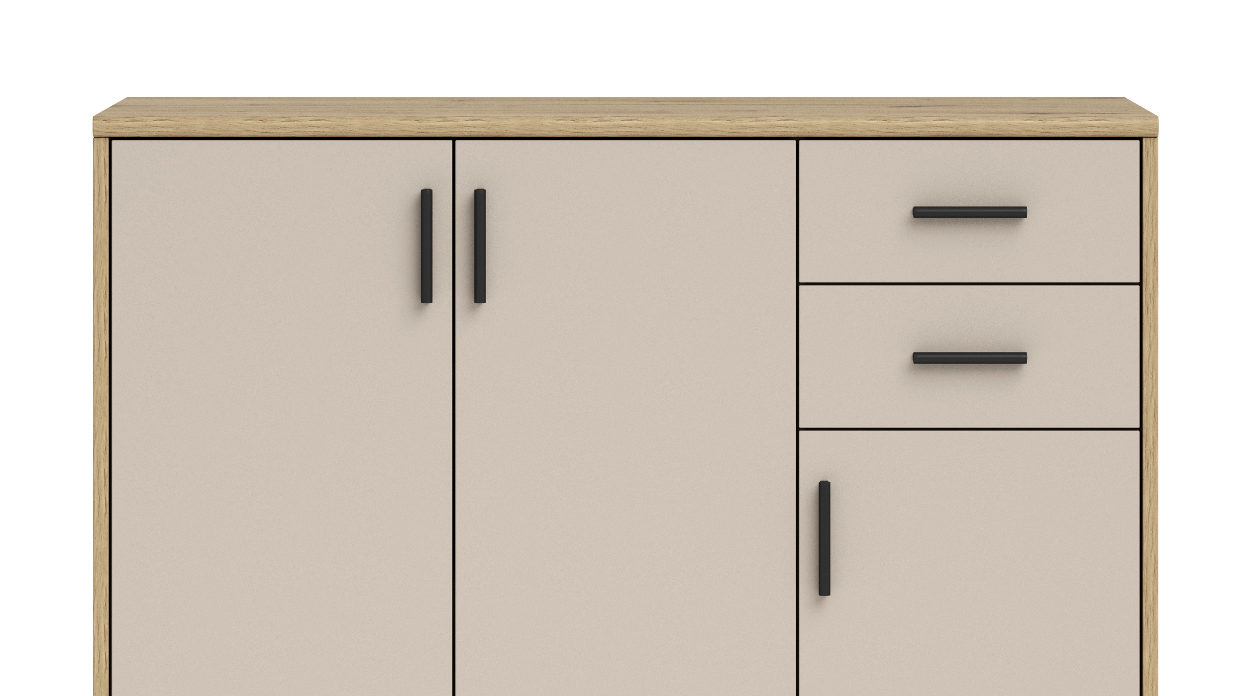 Kommode mit 2 Schubladen beige - Artisan Eiche 109 x 50 cm - NELLY